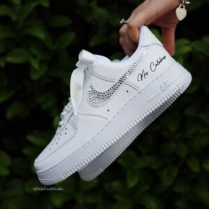 Wedding Sneakers for the Bride Personalized Air Force 1 w/ Clear Rhinestones